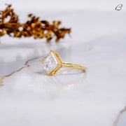 East - West Princess Cut Moissanite Diamond Solitaire Engagement Ring