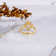 East - West Princess Cut Moissanite Diamond Solitaire Engagement Ring