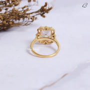 IGI Certified Emerald Cut Lab Grown Diamond Flower Halo Anniversary Ring