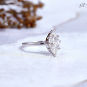 Colorless Moissanite Marquise Cut Solitaire Diamond Engagement Ring