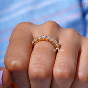 Half Eternity Band Oval Cut Moissanite Diamond Stackable Wedding Band