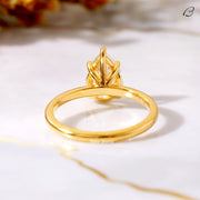 Pear Cut Colorless Moissanite Solitaire Diamond Engagement Ring