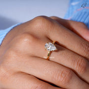 Pear Cut Colorless Moissanite Solitaire Diamond Engagement Ring