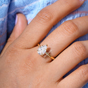 Pear Cut Colorless Moissanite Solitaire Diamond Engagement Ring
