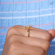 Pear Cut Colorless Moissanite Solitaire Diamond Engagement Ring