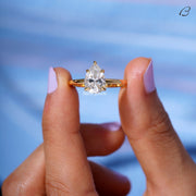Pear Cut Colorless Moissanite Solitaire Diamond Engagement Ring