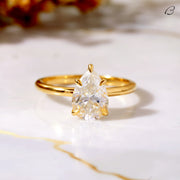 Pear Cut Colorless Moissanite Solitaire Diamond Engagement Ring