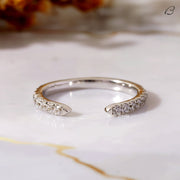 Open Gap Wedding Band Round Cut Moissanite Open Gap Matching Band