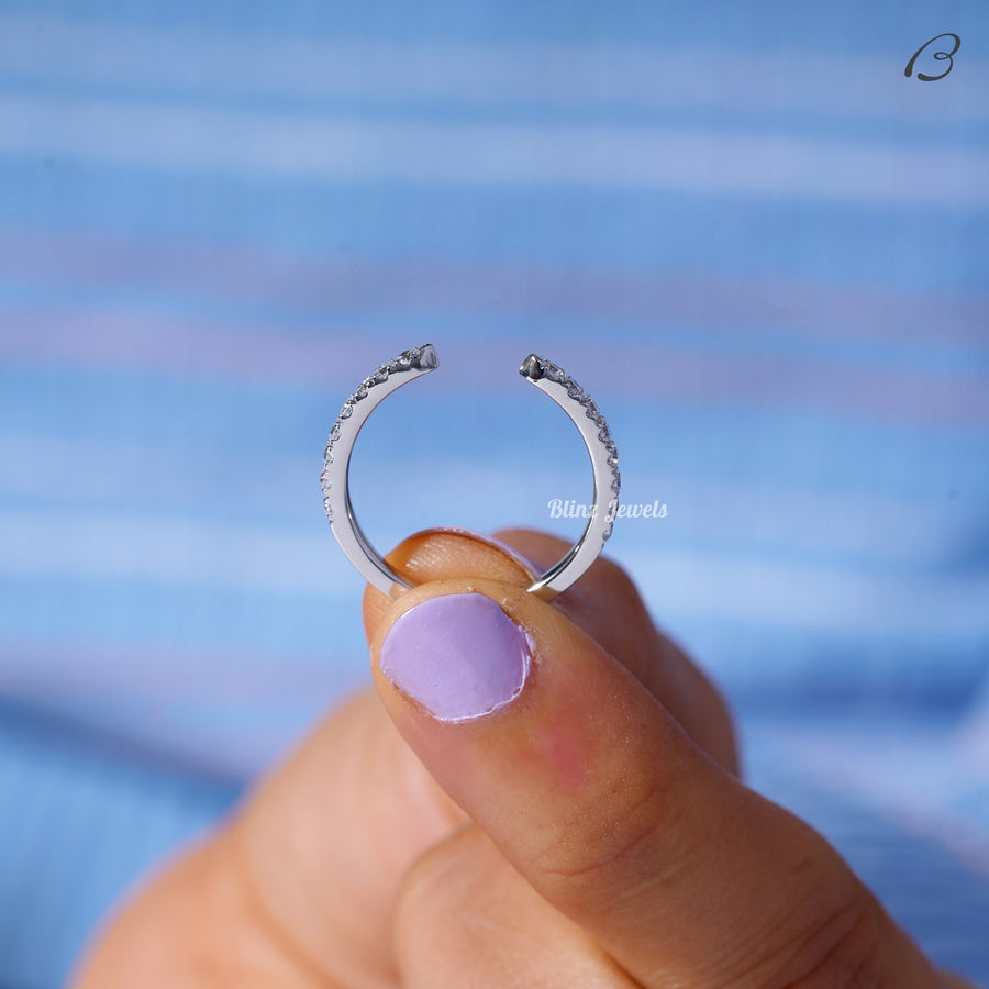 Open Gap Wedding Band Round Cut Moissanite Open Gap Matching Band
