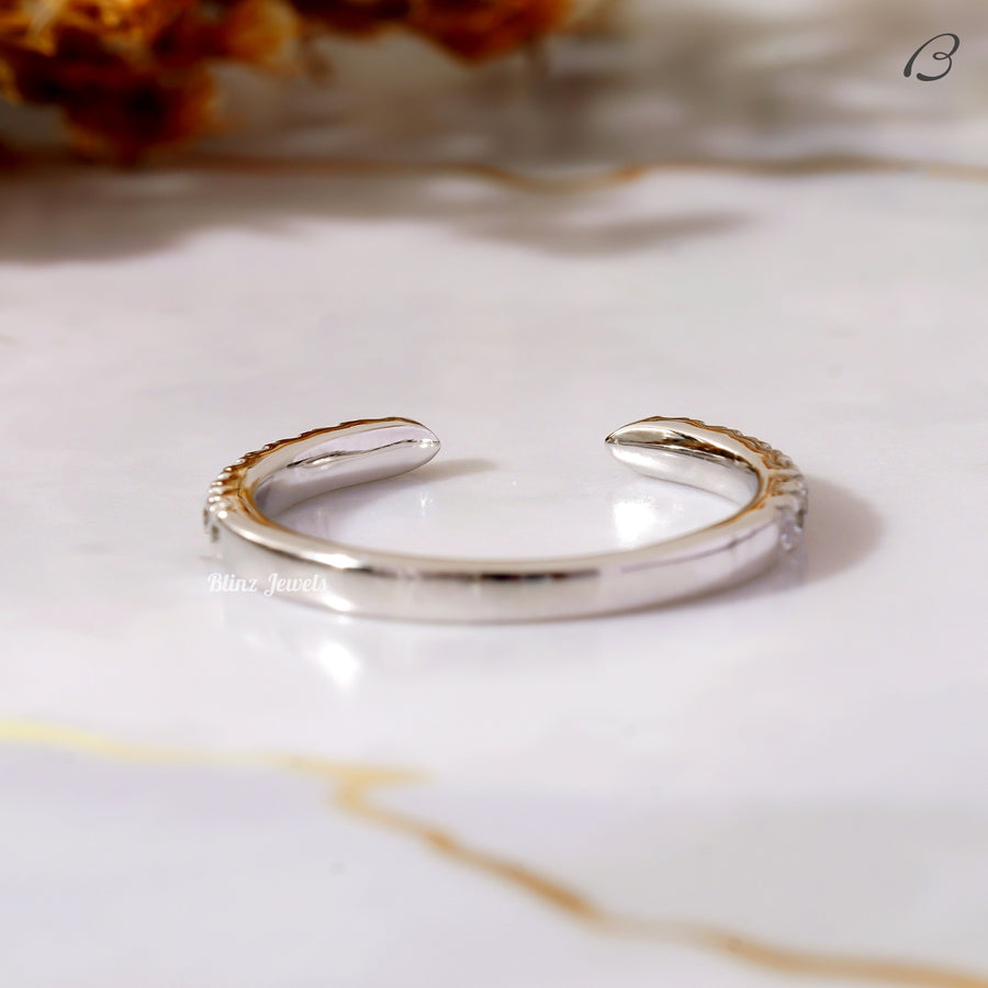 Open Gap Wedding Band Round Cut Moissanite Open Gap Matching Band
