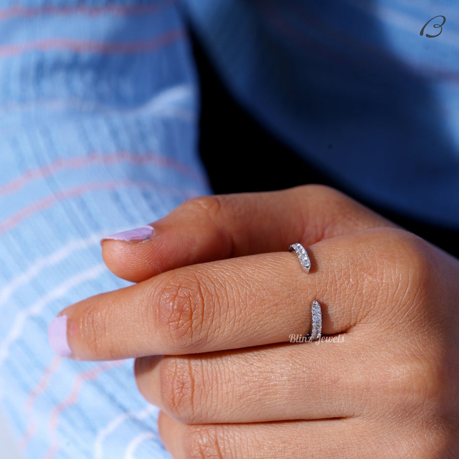 Open Gap Wedding Band Round Cut Moissanite Open Gap Matching Band