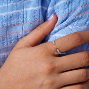 Open Gap Wedding Band Round Cut Moissanite Open Gap Matching Band