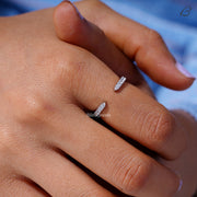 Open Gap Wedding Band Round Cut Moissanite Open Gap Matching Band