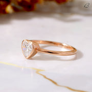 Stunning Heart Cut Moissanite Solitaire Bezel Set Proposal Ring