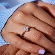 Stunning Heart Cut Moissanite Solitaire Bezel Set Proposal Ring