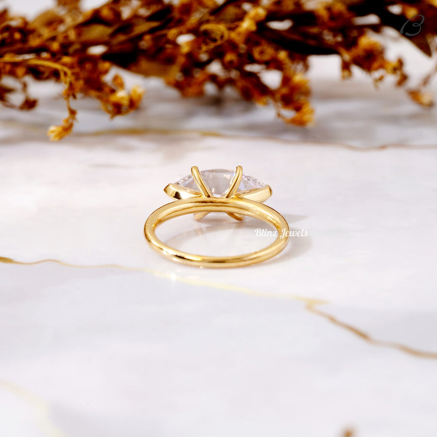 Marquise Cut East West Lab Grown Diamond Solitaire Wedding Ring