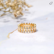 Round And Baguette Cut Moissanite Three Row Pave Full Eternity Wedding Band