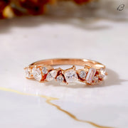 Half Eternity Unique Cluster Moissanite Diamond Wedding Band
