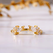 Marquise And Round Cut Moissanite Diamond Open Cuff Matching Bridal Band