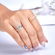 Emerald Cut Colorless Moissanite Solitaire Diamond Proposal Ring