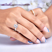 Emerald Cut Colorless Moissanite Solitaire Diamond Proposal Ring