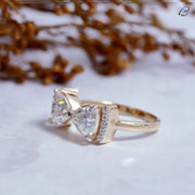 Trillion Cut Moissanite Tai Bow Style Two Stone Toi Et Moi Promise Ring