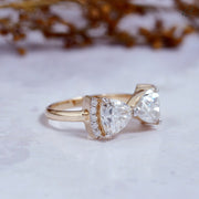 Trillion Cut Moissanite Tai Bow Style Two Stone Toi Et Moi Promise Ring