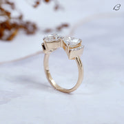 Trillion Cut Moissanite Tai Bow Style Two Stone Toi Et Moi Promise Ring
