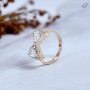 Trillion Cut Moissanite Tai Bow Style Two Stone Toi Et Moi Promise Ring