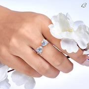 Trillion Cut Moissanite Tai Bow Style Two Stone Toi Et Moi Promise Ring