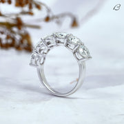 Round Cut Colorless Moissanite Half Eternity Anniversary Band