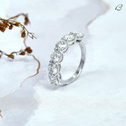 Round Cut Colorless Moissanite Half Eternity Anniversary Band