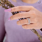 Pear Cut Moissanite Three Row Pave Set East West Diamond Wedding Band