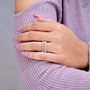 Pear Cut Moissanite Three Row Pave Set East West Diamond Wedding Band