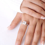 Princess Cut Moissanite Art Deco Solitaire With Accent Engagement Ring