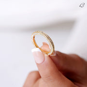 Three Side Pave Round Cut Moissanite Full Eternity Stackable Wedding Band