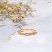 Three Side Pave Round Cut Moissanite Full Eternity Stackable Wedding Band
