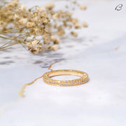 Three Side Pave Round Cut Moissanite Full Eternity Stackable Wedding Band
