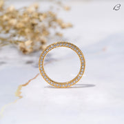 Three Side Pave Round Cut Moissanite Full Eternity Stackable Wedding Band