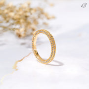 Three Side Pave Round Cut Moissanite Full Eternity Stackable Wedding Band