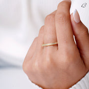 Three Side Pave Round Cut Moissanite Full Eternity Stackable Wedding Band
