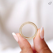 Three Side Pave Round Cut Moissanite Full Eternity Stackable Wedding Band
