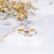 Oval Cut Colorless Moissanite Diamond Solitaire Engagement Ring