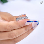 Round Cut Moissanite Bezel Setting Full Eternity Stackable Diamond Wedding Band