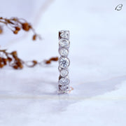 Round Cut Moissanite Bezel Setting Full Eternity Stackable Diamond Wedding Band