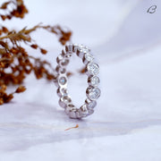 Round Cut Moissanite Bezel Setting Full Eternity Stackable Diamond Wedding Band