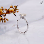 IGI Certified Cushion Cut Lab Grown Diamond Hidden Halo Solitaire Engagement Ring