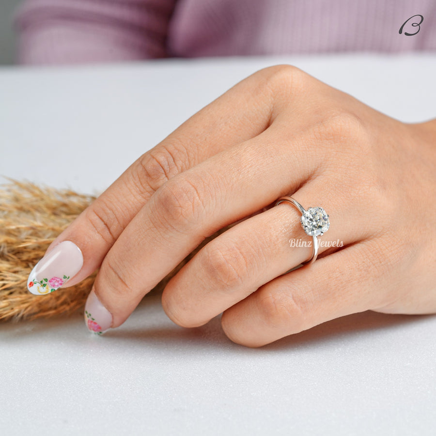 IGI Certified Cushion Cut Lab Grown Diamond Hidden Halo Solitaire Engagement Ring
