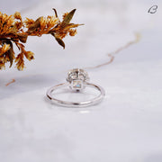 Cushion Cut Colorless Moissanite Hidden Halo Classic Solitaire Anniversary Gift Ring