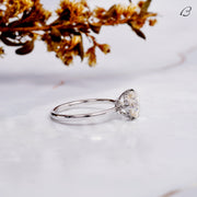 IGI Certified Cushion Cut Lab Grown Diamond Hidden Halo Solitaire Engagement Ring